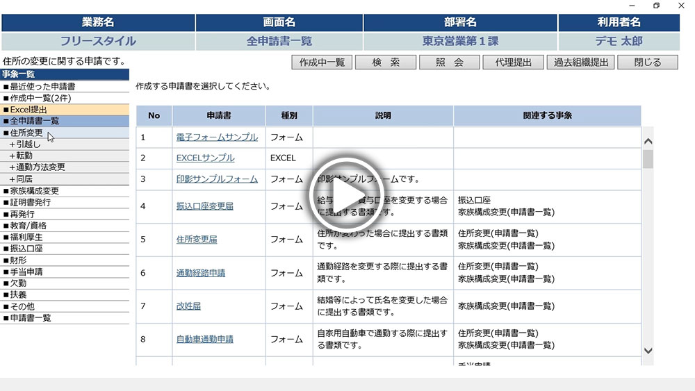 申請はナビゲーション形式で簡単にサムネイル画像